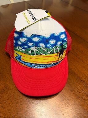 Smartwool Trucker Hat Front Logo Snapback Mesh Red Unisex Adult One Size